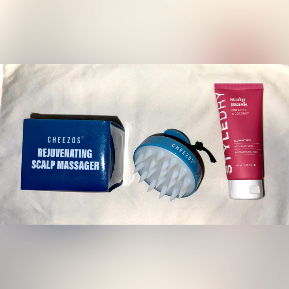 Styledry scalp mask PINEAPPLE & COCONUT and CHEEZOS REJUVENATING SCALP MASSAGER